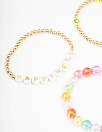 Kids Smiley Rainbow Stretchy Friendship Bracelet Pack - link has visual effect only