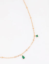 Gold Pear Emerald Droplet Chain Necklace - link has visual effect only