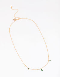 Gold Pear Emerald Droplet Chain Necklace - link has visual effect only