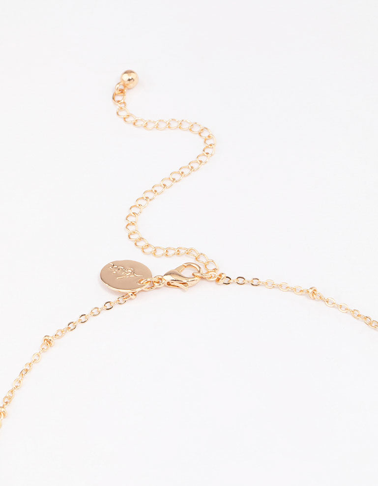 Gold Pear Emerald Droplet Chain Necklace