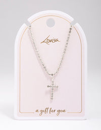 Silver Cup Chain Chain Cross Pendant Necklace - link has visual effect only