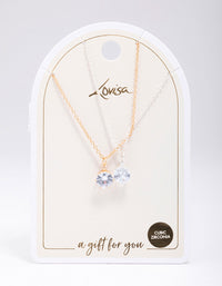 Gold & Silver Mixed Metal Solitaire Crystal Necklaces 2-Pack - link has visual effect only