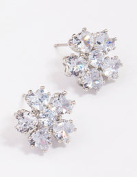 Rhodium Cubic Zirconia Small Flower Stud Earrings - link has visual effect only