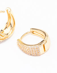 Gold Plated Pave Tapered Hoop Earrings - link has visual effect only