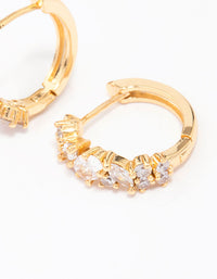 Gold Plated Cubic Zirconia Oval Cluster Hoop Earrings - link has visual effect only