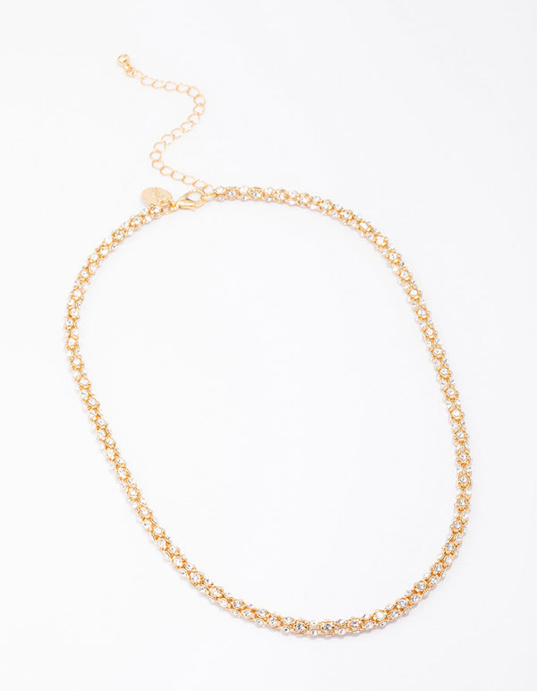 Gold Plated Diamante Fireball Chain Necklace