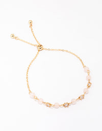 Gold Plated Alternating Semi-Precious & Cubic Zirconia Toggle Bracelet - link has visual effect only