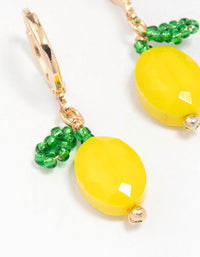 Gold Lemon Charm Huggie Hoop Earrings - link has visual effect only