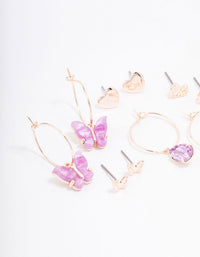 Rose Gold Heart & Butterfly Earring 8-Pack - link has visual effect only