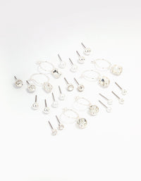 Silver Classic Stud & Hoop Earring 12-Pack - link has visual effect only