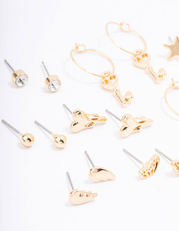 Gold Pearl Drip Heart Earring 12-Pack