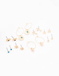 Gold Evil Eye Crystal Earring 8-Pack - link has visual effect only
