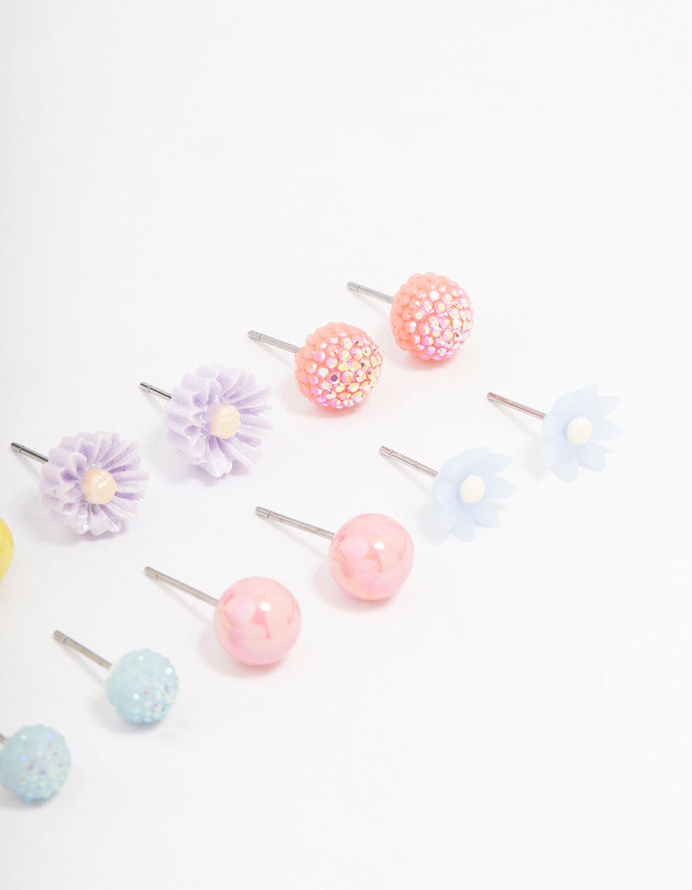 Gold Round Flower Stud Earring 8-Pack