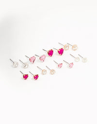 Silver Heart & Crystal Solitaire Earring 8-Pack - link has visual effect only