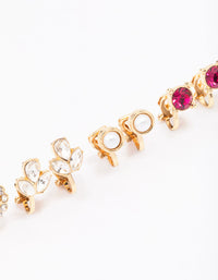 Gold Jewel Stone Clip On Earring 5-Pack - link has visual effect only