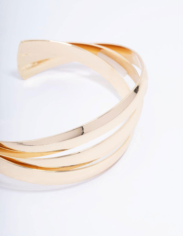 Gold Plated Chunky Twisted Wrist Cuff