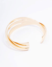 Gold Plated Chunky Twisted Wrist Cuff - link has visual effect only