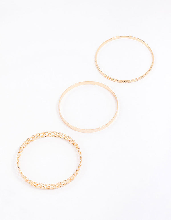 Gold Woven Bangle 3-Pack