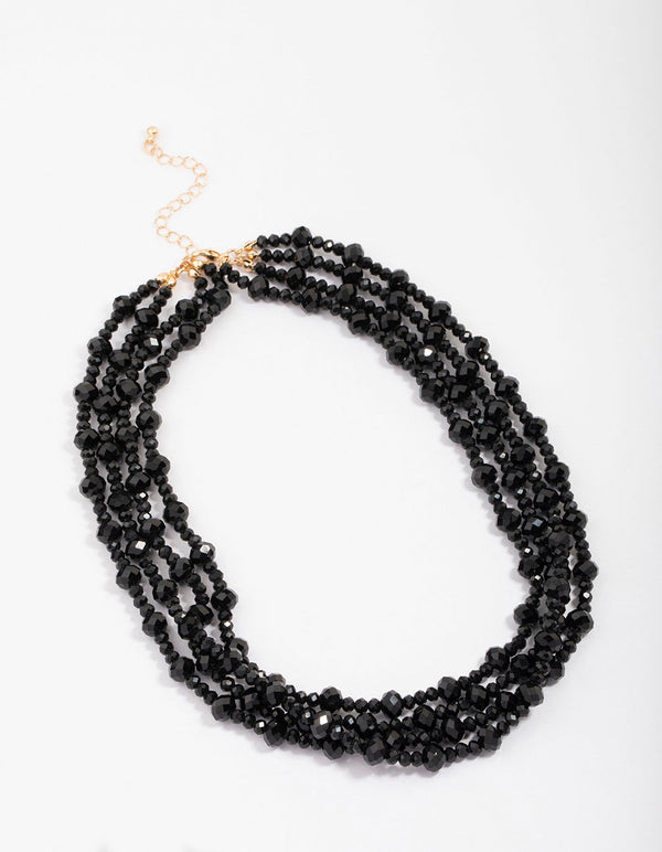 Black Beaded Layered Necklace
