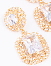 Gold Double Stone Statement Drop Earrings - link has visual effect only