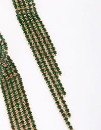 Gold & Emerald Diamante Twisted Drop Earrings - link has visual effect only