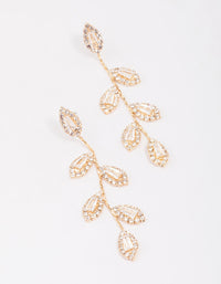 Gold Diamante Leaf Drop Earrings - link has visual effect only