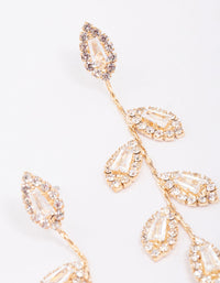Gold Diamante Leaf Drop Earrings - link has visual effect only