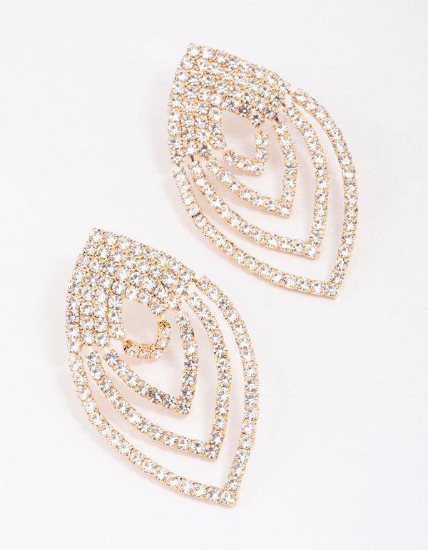 Gold Layered Marquise Drop Earrings