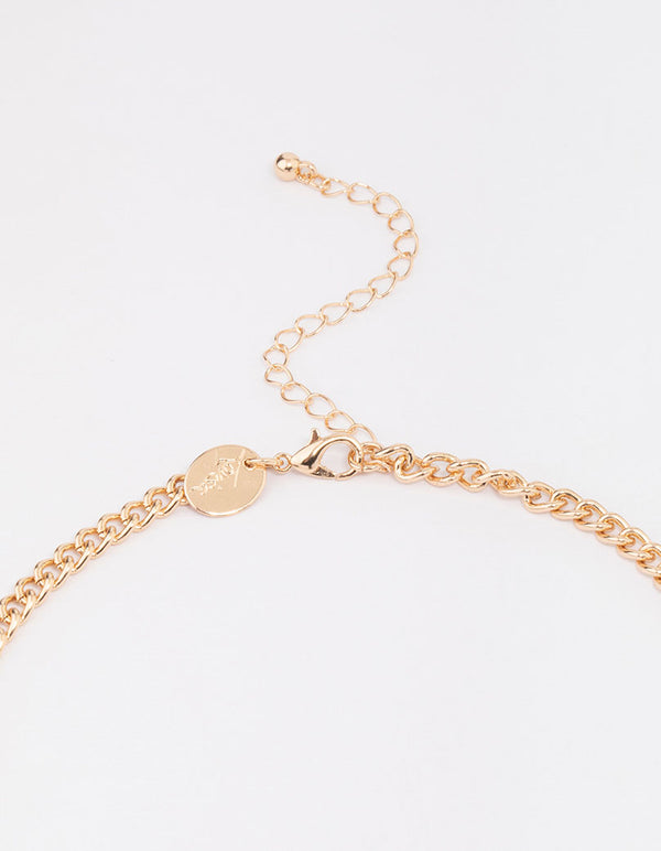 Gold White Iridescent Petal Statement Necklace