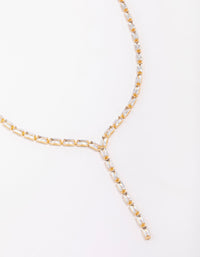 Gold Plated Baguette Lariat Chain Necklace - link has visual effect only