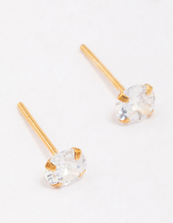 Gold Plated Sterling Silver Cubic Zirconia Stud Earrings