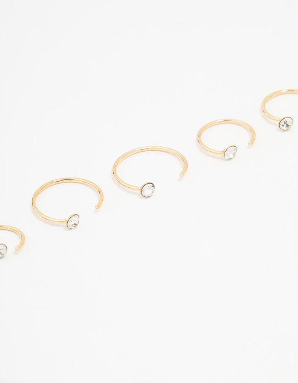 Gold Plated Surgical Steel Diamante Faux Nose Piercing Pack