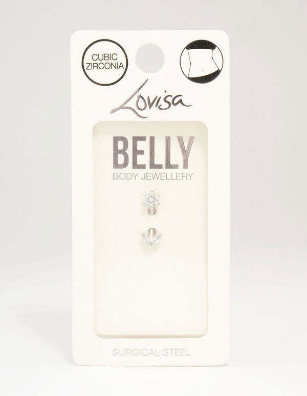 Surgical Steel Mini Flower Belly Piercing