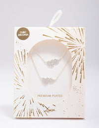 Silver Plated Cubic Zirconia Interlinked Heart Necklace Pack - link has visual effect only