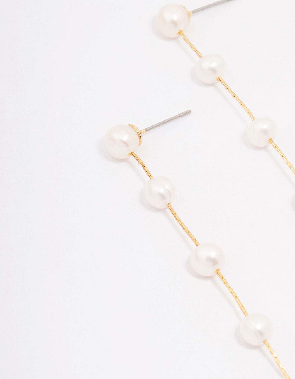 Gold Plated Freshwater Pearl Long Drop Earrings