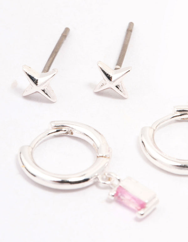 Silver Plated Barbie Baguette Earring 6-Pack