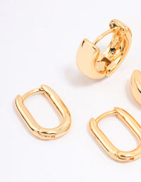 Gold Plated Basic Huggie Hoop Earring 3-Pack - link has visual effect only