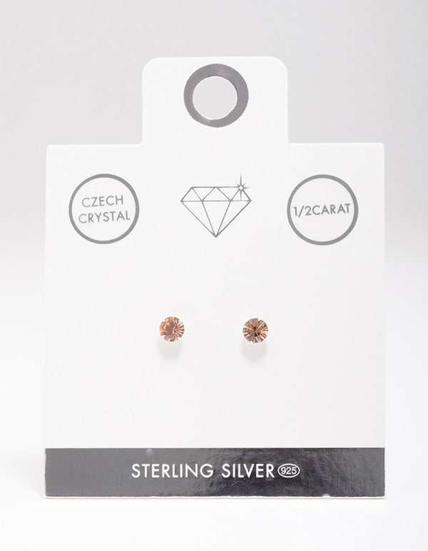 Sterling Silver Blush Czech Crystal Small Stud Earrings
