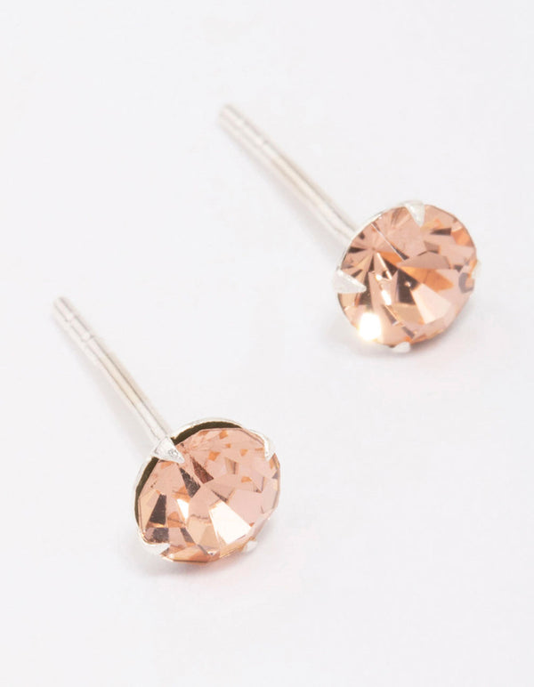 Sterling Silver Blush Czech Crystal Small Stud Earrings