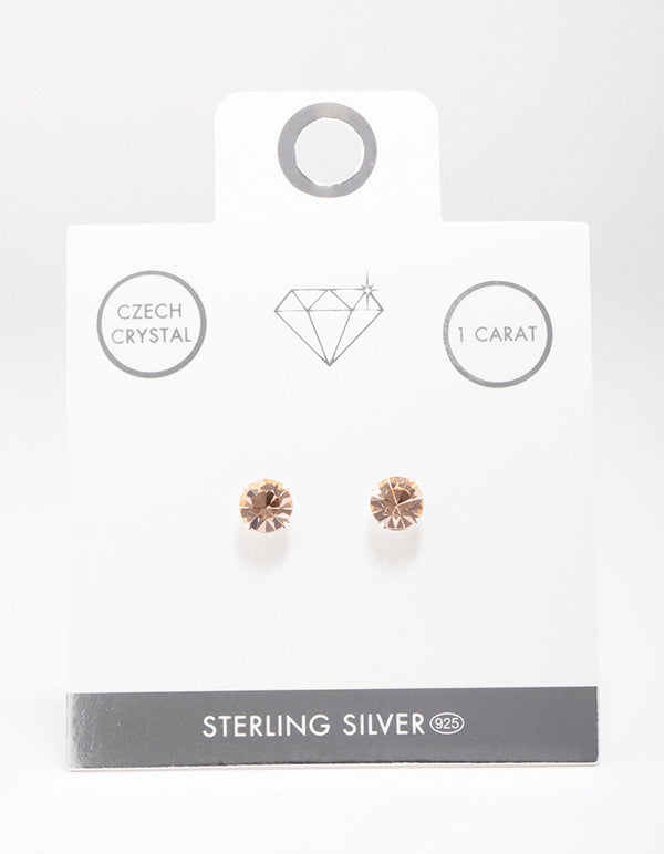 Sterling Silver Blush Czech Crystal Stud Earrings