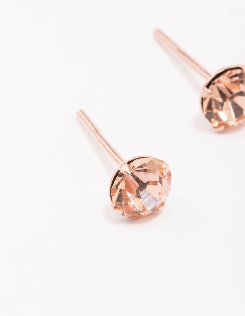 Rose Gold Plated Sterling Silver Czech Crystal Small Stud Earrings - Lovisa