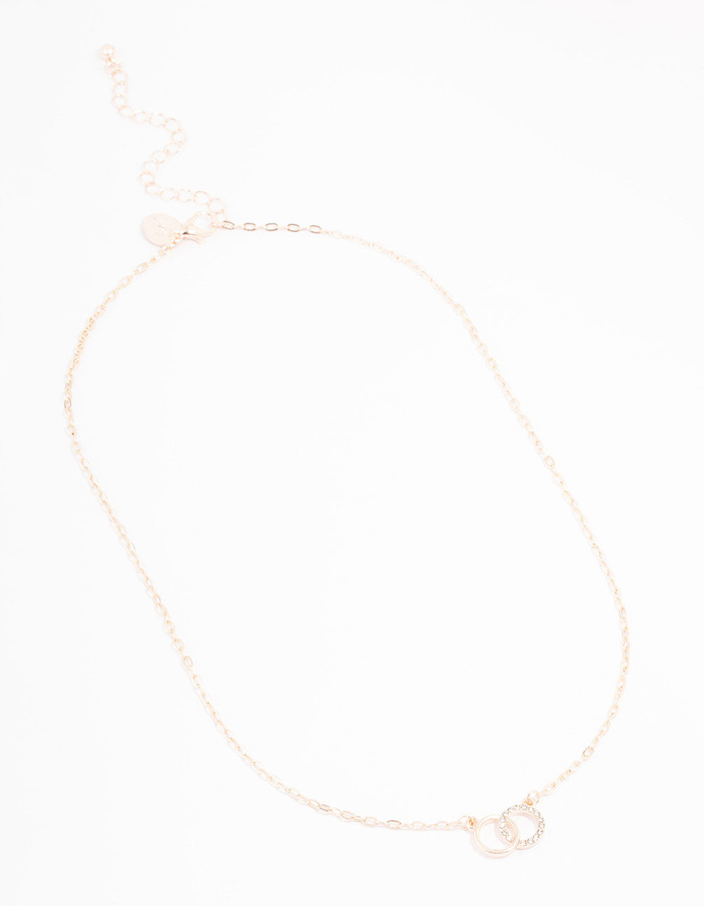 Rose Gold Interlocking Circular Diamante Pendant Necklace