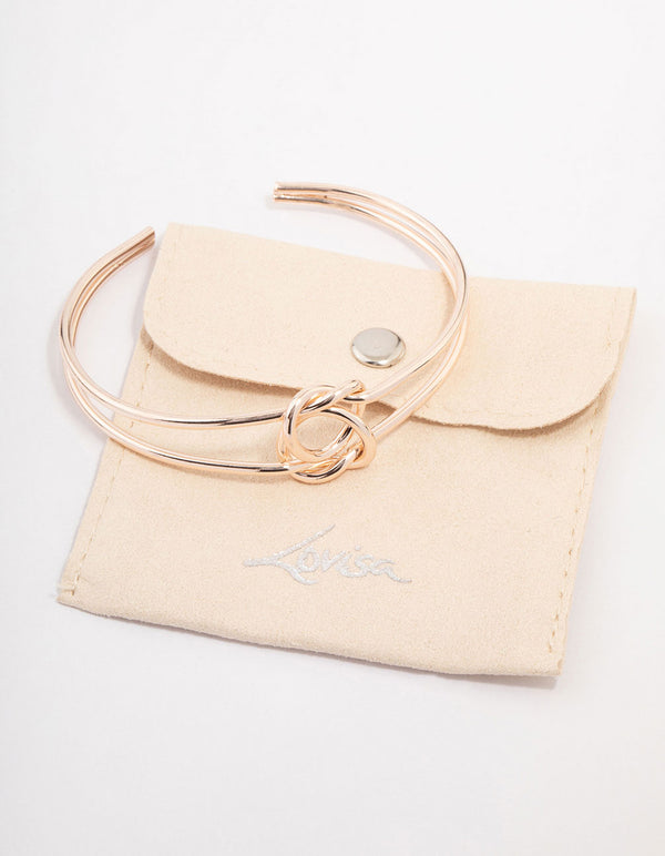 Rose Gold Pretzel Open Wrist Cuff