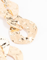 Gold Textured Chain Link Drop Earrings - link has visual effect only