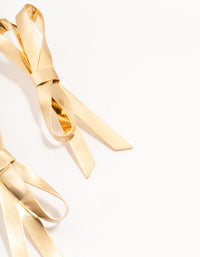Gold Plated Large Bow Drop Stud Earrings - link has visual effect only