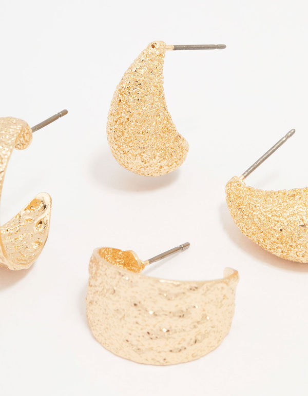 Gold Mixed Teardrop & Hoop Earring Pack