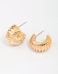 Gold Ribbed Small Hoop Earrings - link has visual effect only