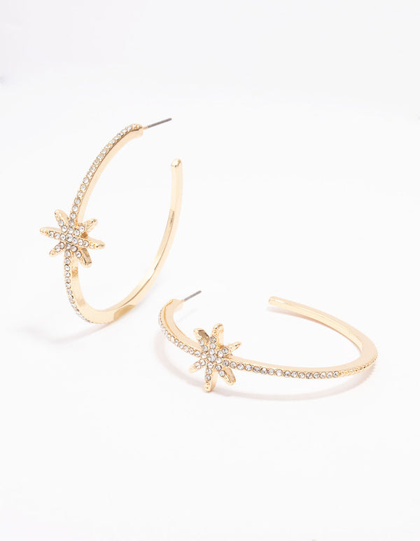 Gold Diamante Celestial Hoop Earrings