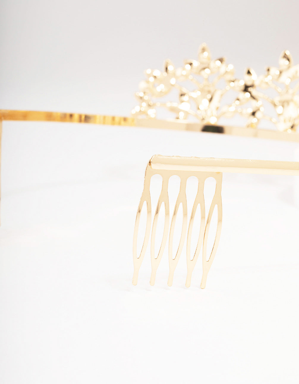 Gold Diamante Leaf Flower Crown