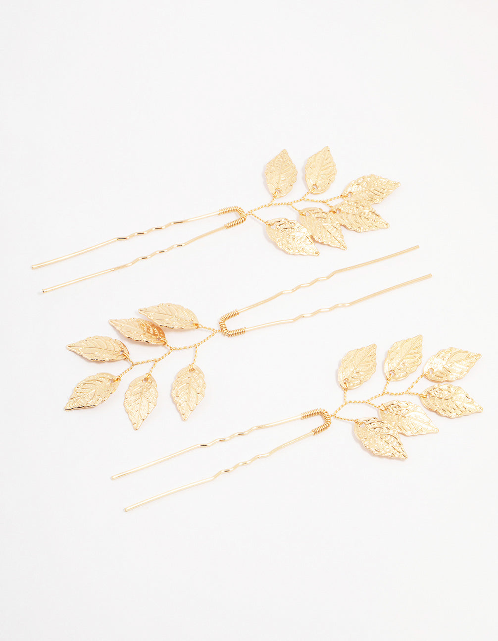 Gold Metal Leaf Hair Pin 3-Pack